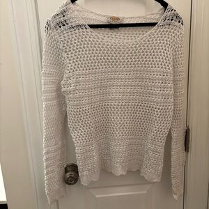 Talbots Vintage White Net Textured Knit Sweater 100% Cotton Fisherman Coastal
